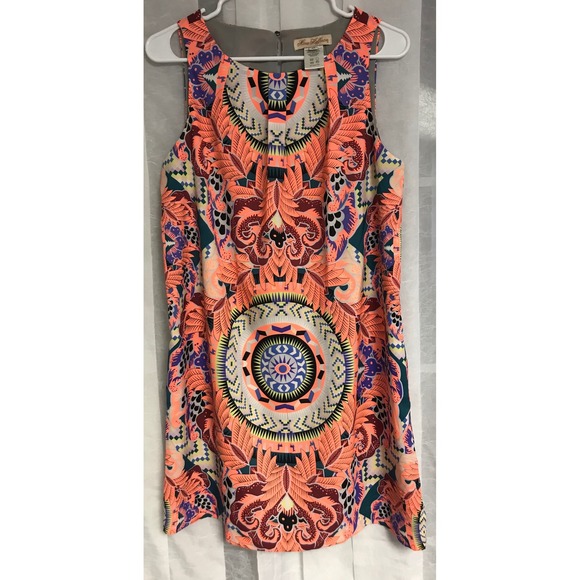 Mara Hoffman Geometric Medallion Print Sleeveless Shift Mini Dress Orange Mens M - Picture 1 of 5